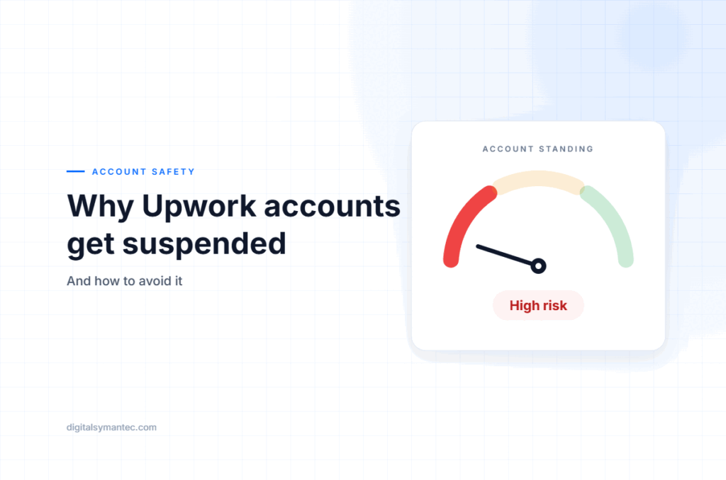 Upwork account standing gauge moving from high risk to good
