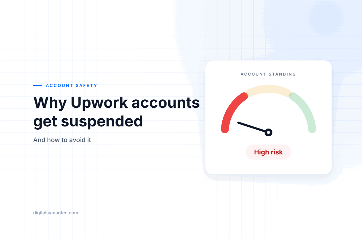 Upwork account standing gauge moving from high risk to good